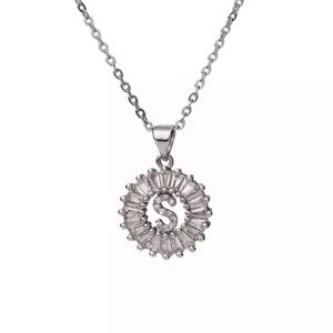 Silver Initial Crystal Pendant Necklace A-Z